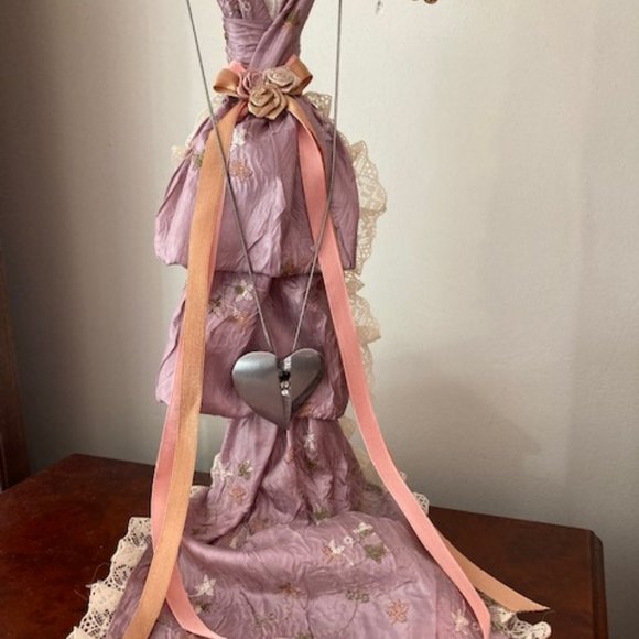 Satin Polished Silver Pendant With Crystals and Pearl Inlay Enamel - Picture 5 of 7